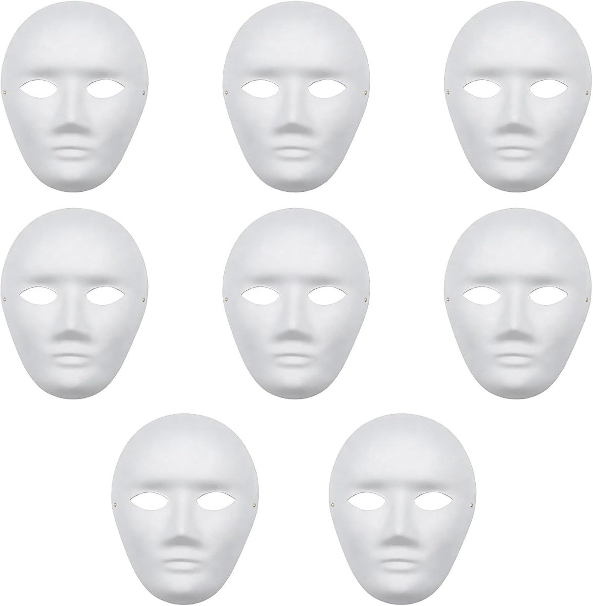 Maskers om te beschilderen, doe-het-zelf wit masker, doe-het-zelf papieren maskerademaskers, overschilderbare papieren maskers voor carnaval, cosplay, Halloween-party, voor mannen