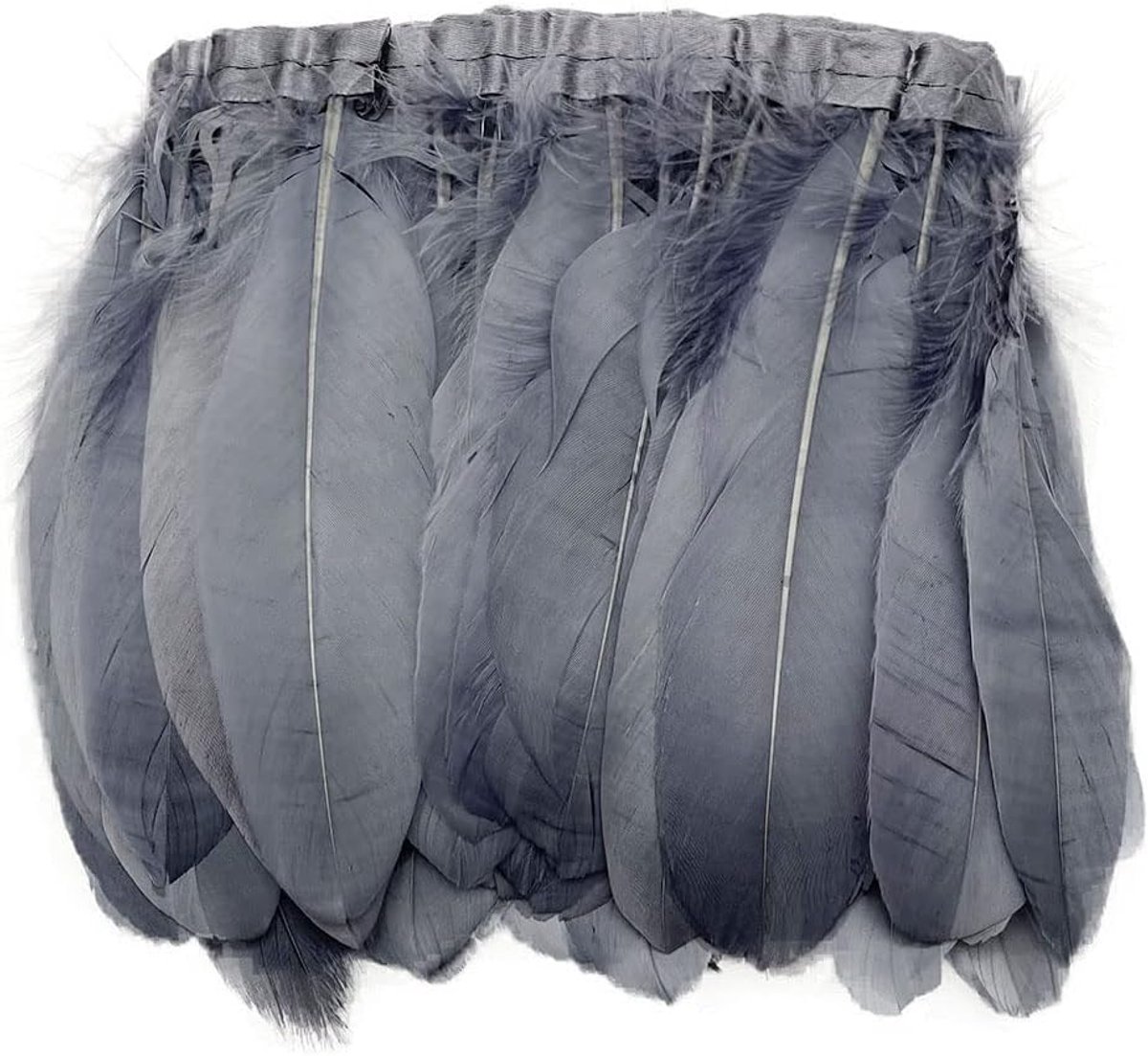 Duck Goose Feather Trim Fringe Naaien Craft 2 Yards (grijs)