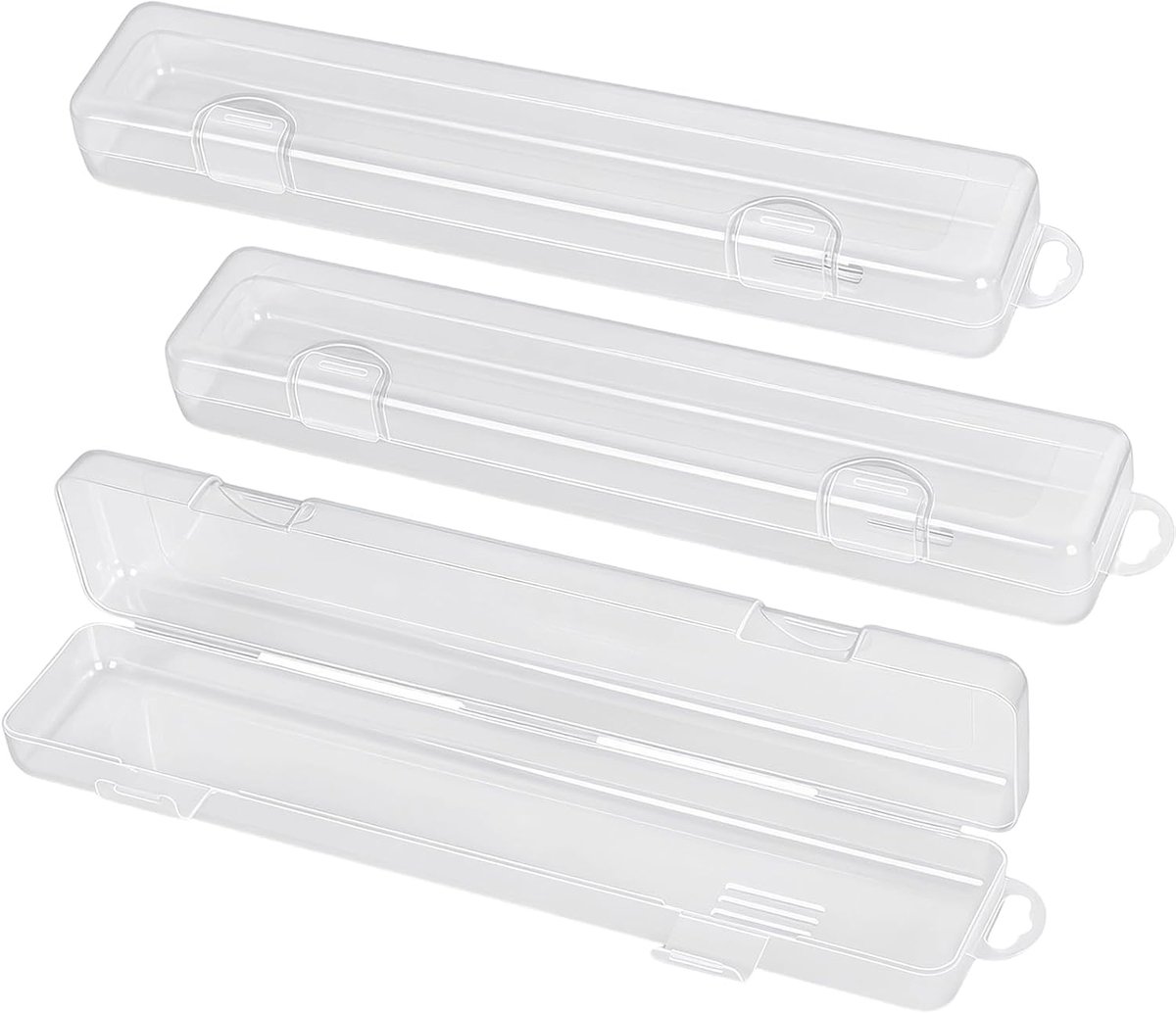 3 Stks Draagbare Bestekbox, Transparant Bestekdoos Zonder Bestek | Kunststof Bestekbox To Go, Herbruikbare, voor Onderweg, Scholen, Lunchboxen, Camping, Feesten, Gezinnen (25 x 4,5 x 3 cm)