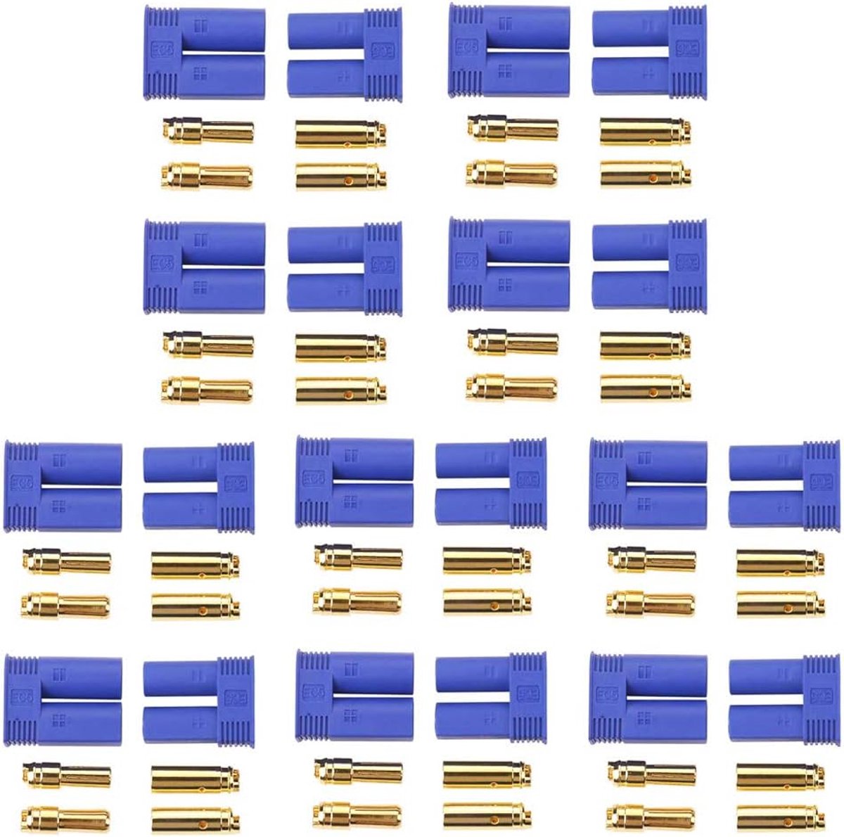 10 paar EC5 banaanstekkers vrouwelijke mannelijke ronde stekker, EC5 5 mm aansluitstekkers + busset gouden stekkers voor RC ESC accu LIPO motor