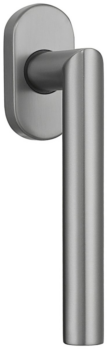 Raamkruk rond op ovaal rozet gun metal PVD gecoat