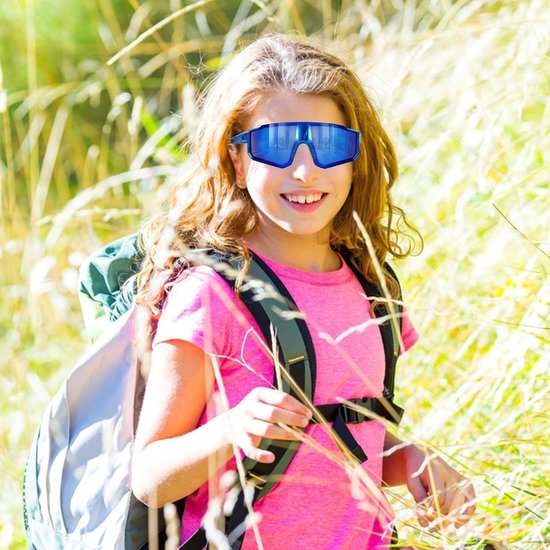 Fietsbril voor kinderen, fietsbril voor kinderen, UV400-bescherming, gepolariseerde sportzonnebril voor jongens en meisjes, voor fietsen, tennis en hardlopen — afbeelding 3