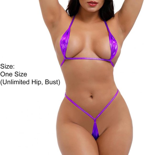 Badmode glanzende erotische mini bikini lingerie set halter nek beha micro G-string string ondergoed badpak (kleur: groen, maat: één maat) — afbeelding 2