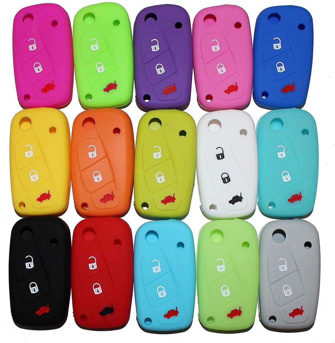 Sleutelhoes voor Fiat Silicone Panda Punto Ducato rubber zwart FIAT-04 (roze)