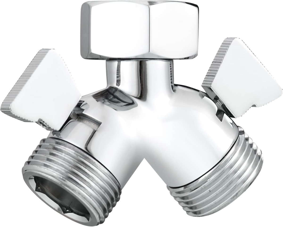 2-weg waterkraan verdeler 3/4 inch messing Y verdeler wasmachine voor tuinslang, chroom, DSF017A