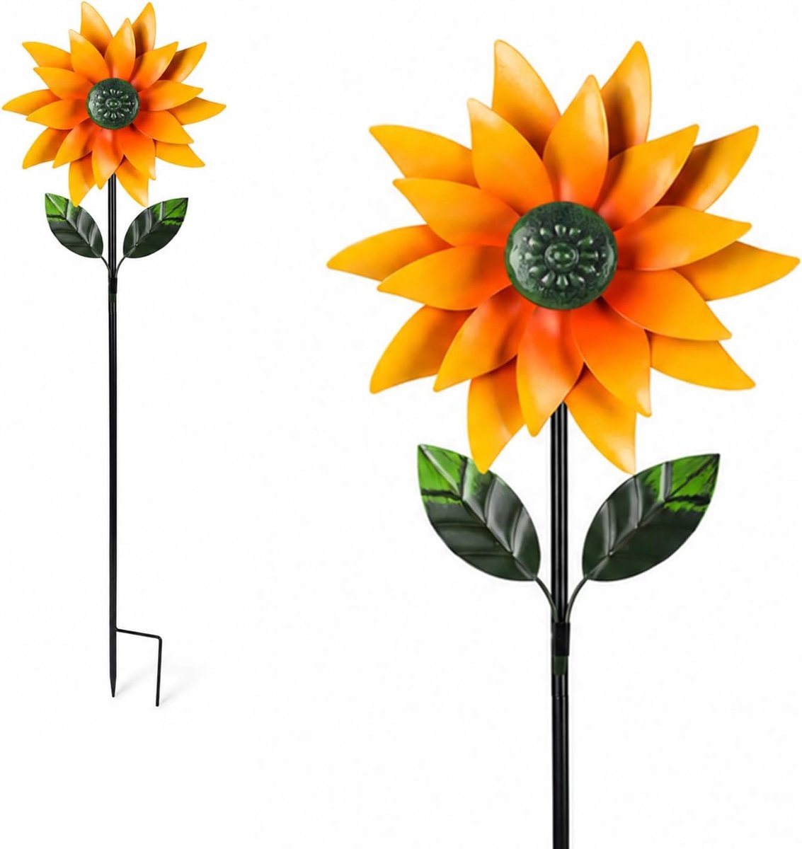 Tuinwindmolen, 3D Kinetische Zonnebloem Windspinner, 116 cm Tuinsteker Windmolen, Decoratieve Windspinner voor Tuin, Balkon, Terras, Gazon en Buiten