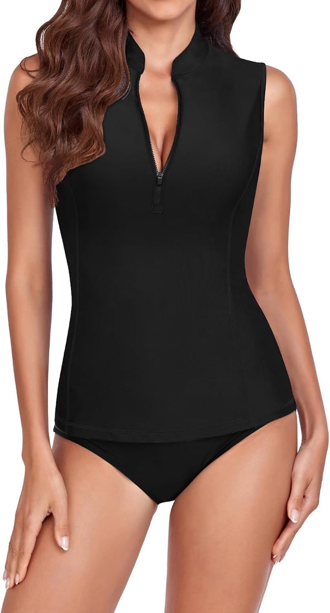 Dames zwemshirt mouwloos tankini dames badshirt Rash Guard zonnebescherming zwempakken badmode surf shirt strand zwemvest