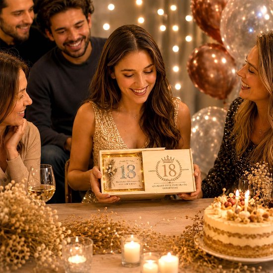 Geldgeschenken voor de 18e verjaardag van hout, verpakking met gelframe, gedroogde bloemen, cadeau voor 18e verjaardag, meisjes en jongens, verjaardagscadeau voor volwassenheid — afbeelding 5