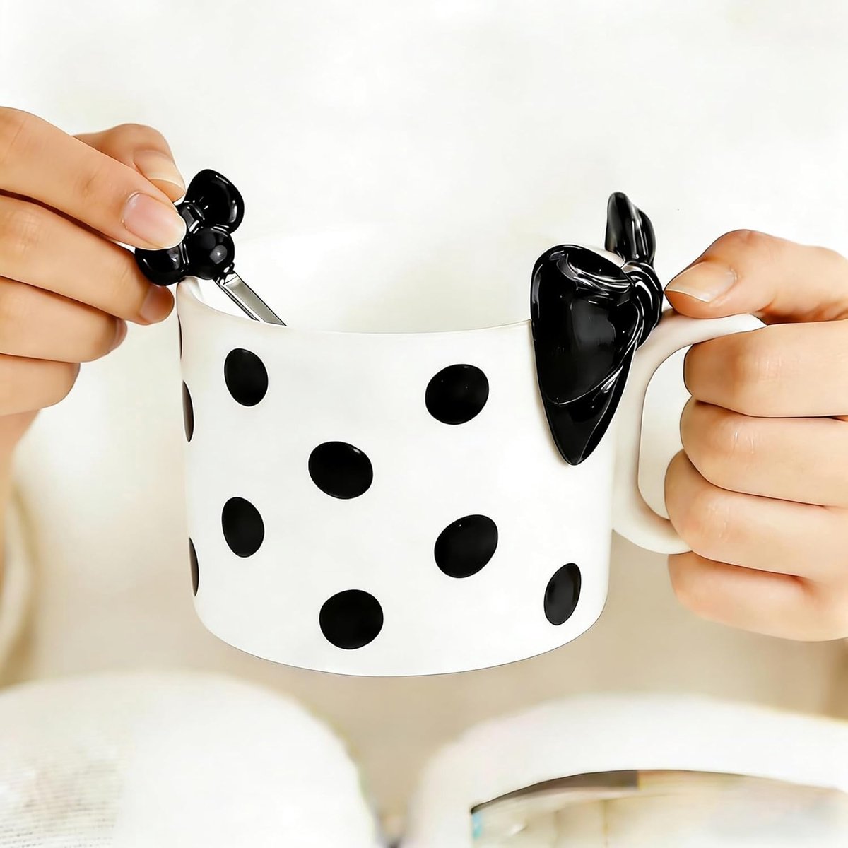 400 ML Zwart strik koffiemok Cute Mug Porseleinen koffie- en theemok Keramische mok met strik en oor