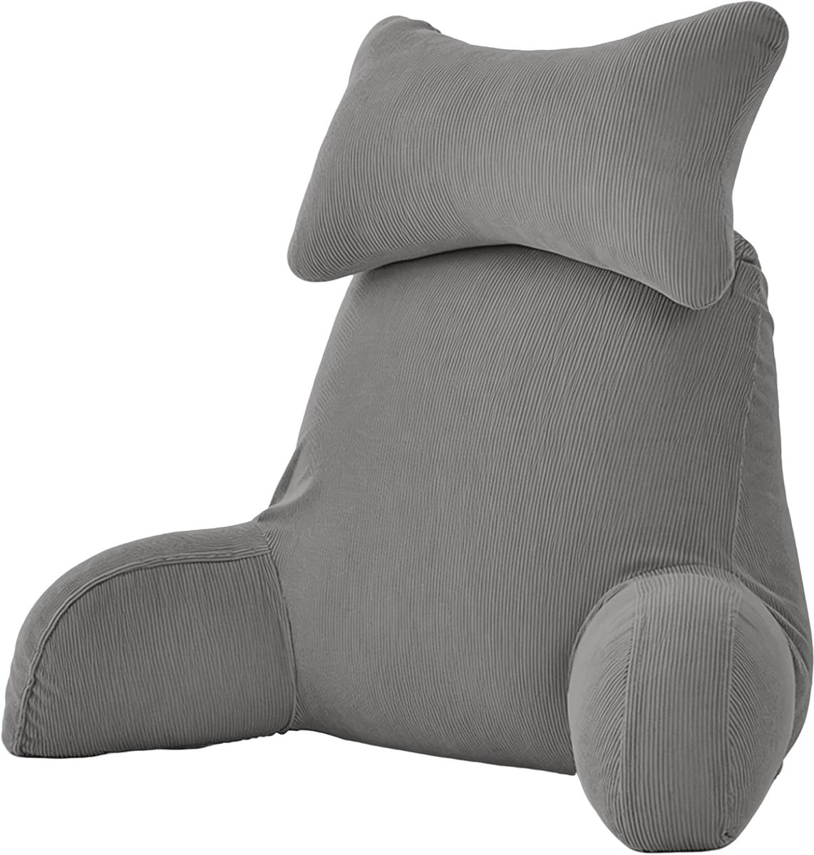 Rugsteunkussen met armleuning, comfortabel leeskussen voor bed en bank, ergonomische rugsteun voor volwassenen, ideaal voor lezen, spelen, tv kijken en ontspannen vrijetijdsvormgeving (Nano-grijs)