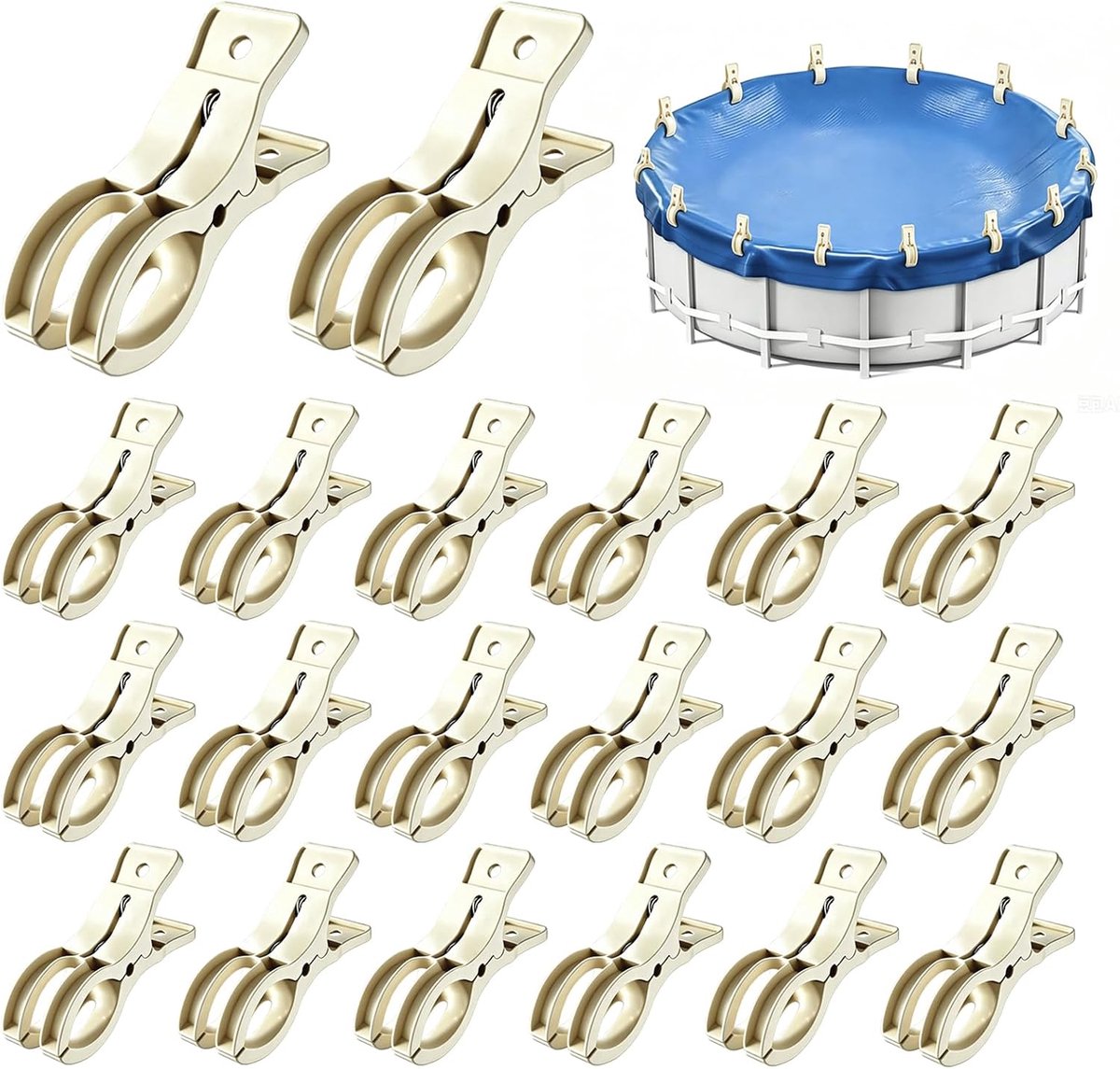 20 Stuks Klemmen voor Zwembadafdekking, Bevestigingsklemmen Zwembad Tang | Tang voor Zwembad, Dekzeilclips, Klemklemmen voor Bovengrondse Zwembaden, Klemklemmen met Sterke Spankracht voor