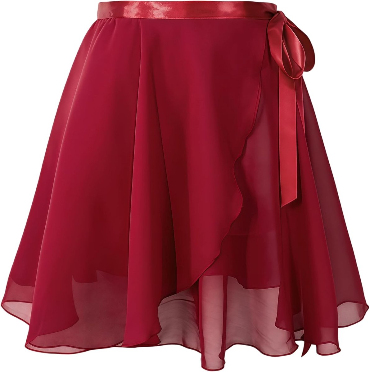 Ballettrok Wraprok van Chiffon, Verstelbare Taille, Rood