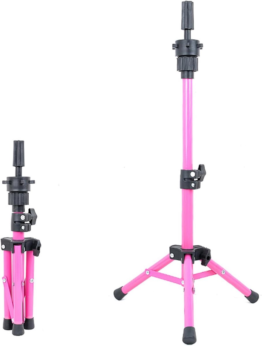 19 inch verstelbare statief, Mini training hoofd standen, roze | Metal Head Stand voor Training Mannequin Heads en Canvas Block Head, 360° rotatie