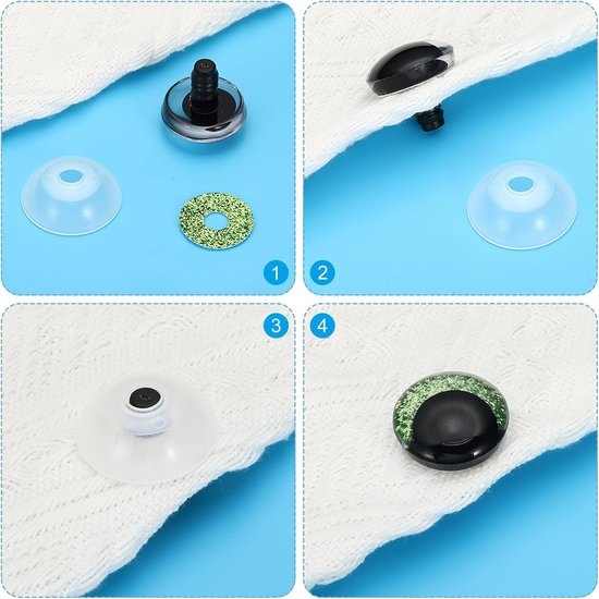 Ogen, 34 Set Poppenogen met Sluitringen Zachte Knoppen Realistische Kleurrijke Haalogen voor Decor Haal Accessoires Poppen Knutselen, Gras Groen — afbeelding 2