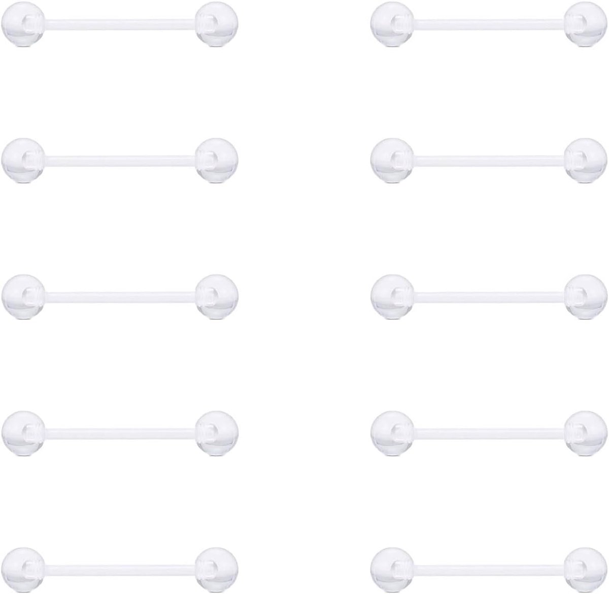 Piercing tong ringen 14G kunststof acryl transparant rechte barbells piercing sieraden 12 mm 14 mm 16 mm 18 mm