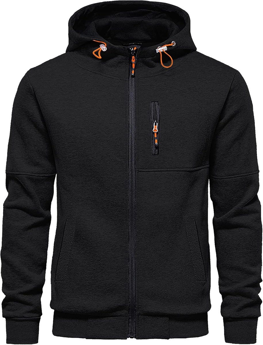 Hoodie voor heren met ritssluiting, lange mouwen, fleece, sweatshirt, S-3XL