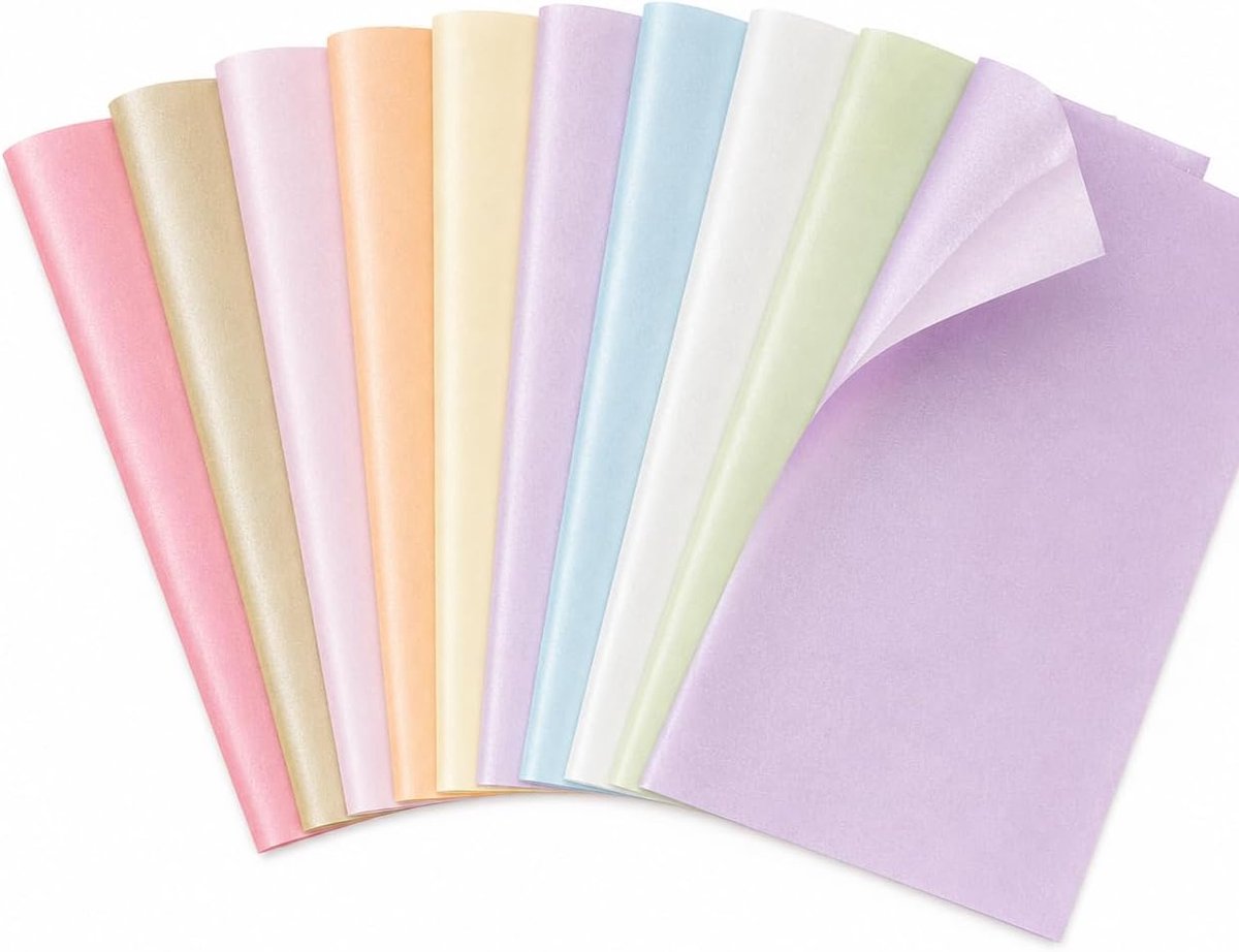 Zijdepapier, 100 vellen, 50 x 35 cm, parelmoer, meerkleurig | 10 kleuren, parelglans, ideaal voor bruiloften, ceremonies en premium geschenken