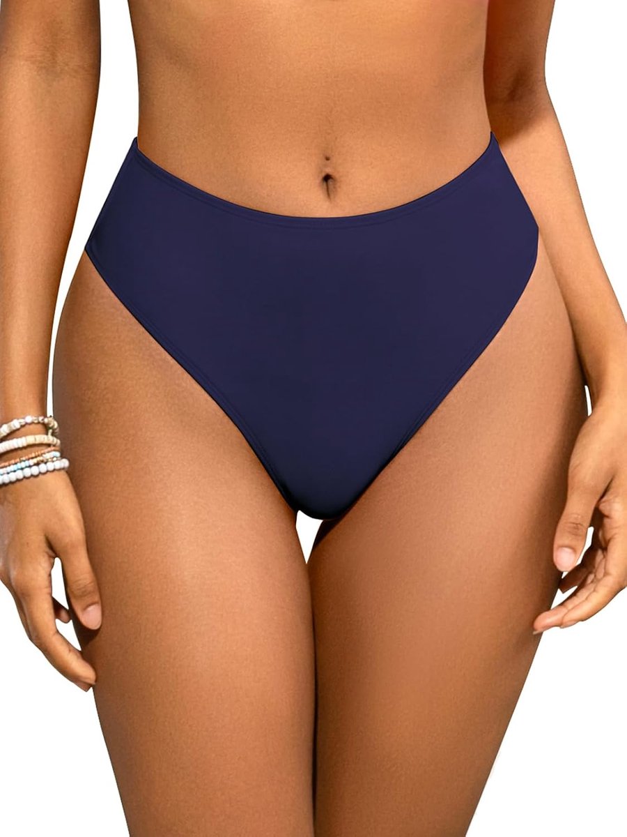 Dames tanga bikinibroekje hoge taille geplooide rug badpak onderstuk