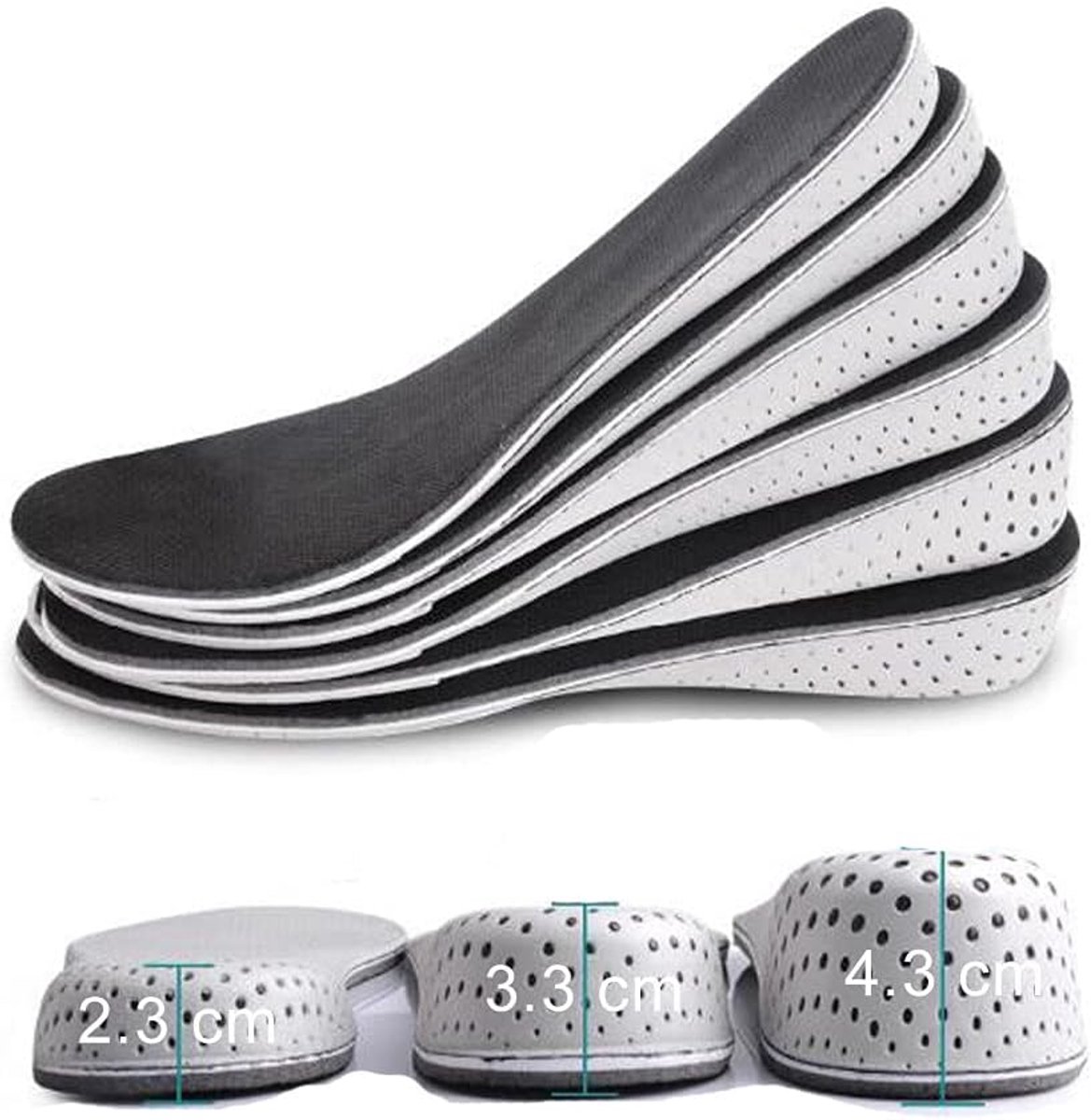 1 Paar Volledige Lengte Geheugenschuim Hoogte Verhoging Inlegzolen Onzichtbare Toenemende Hak Lift Inserts Lift Binnenzool voor Vrouwen Mannen (3.3cm)