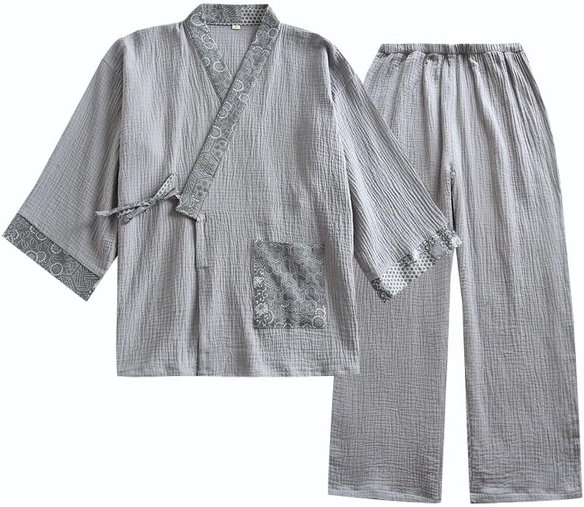 Japanse katoenen kimono, Hanfu oude pyjama pak plus size, Taoïstische kleding, Zen kleding