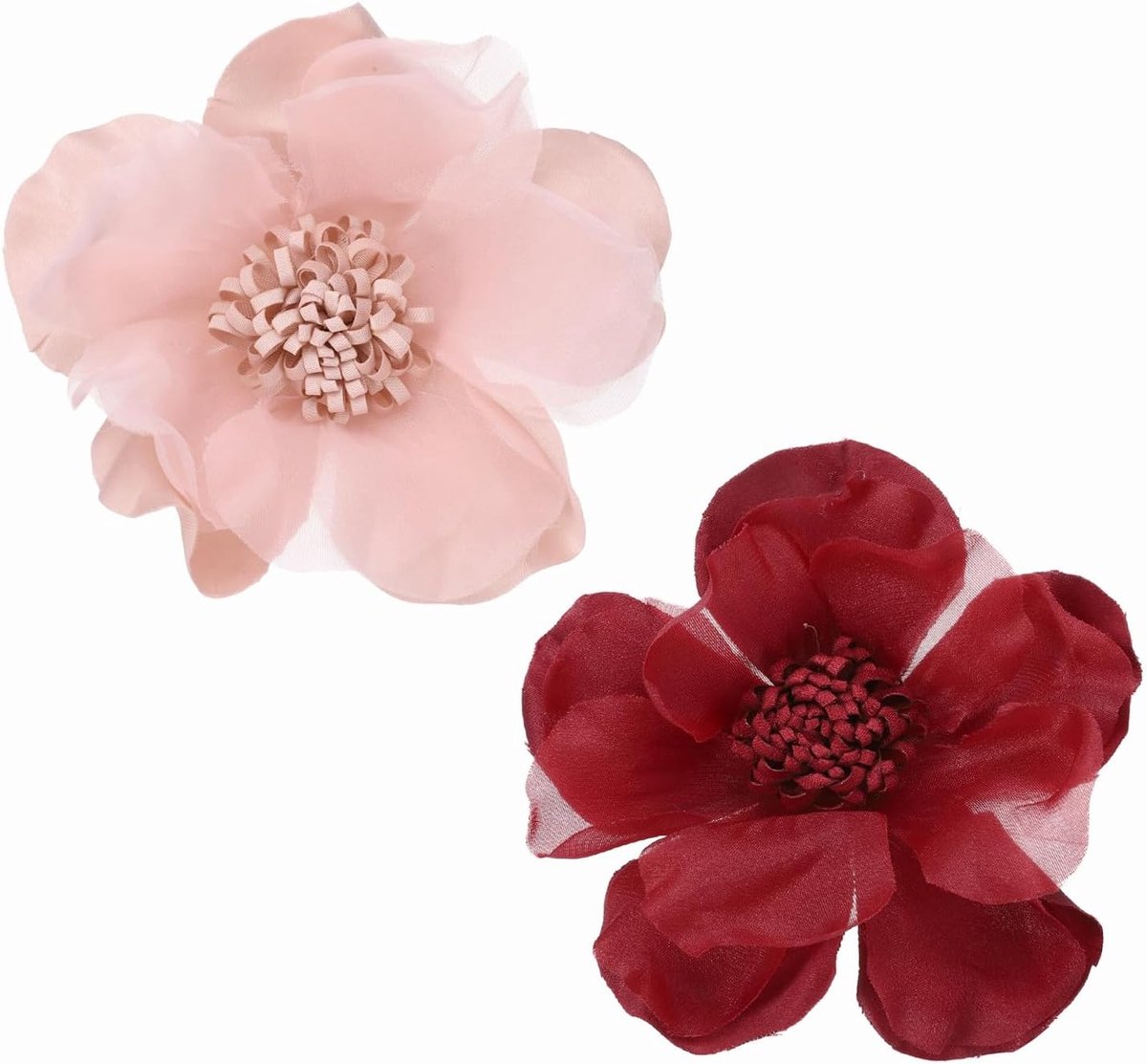 Broches spelden, 2 stuks elegante doek roos bloem grote broche sierlijke satijnen camelia corsage reversspeldjes voor vrouwen bruiloft kleding pak jurk, roze/wijnrood