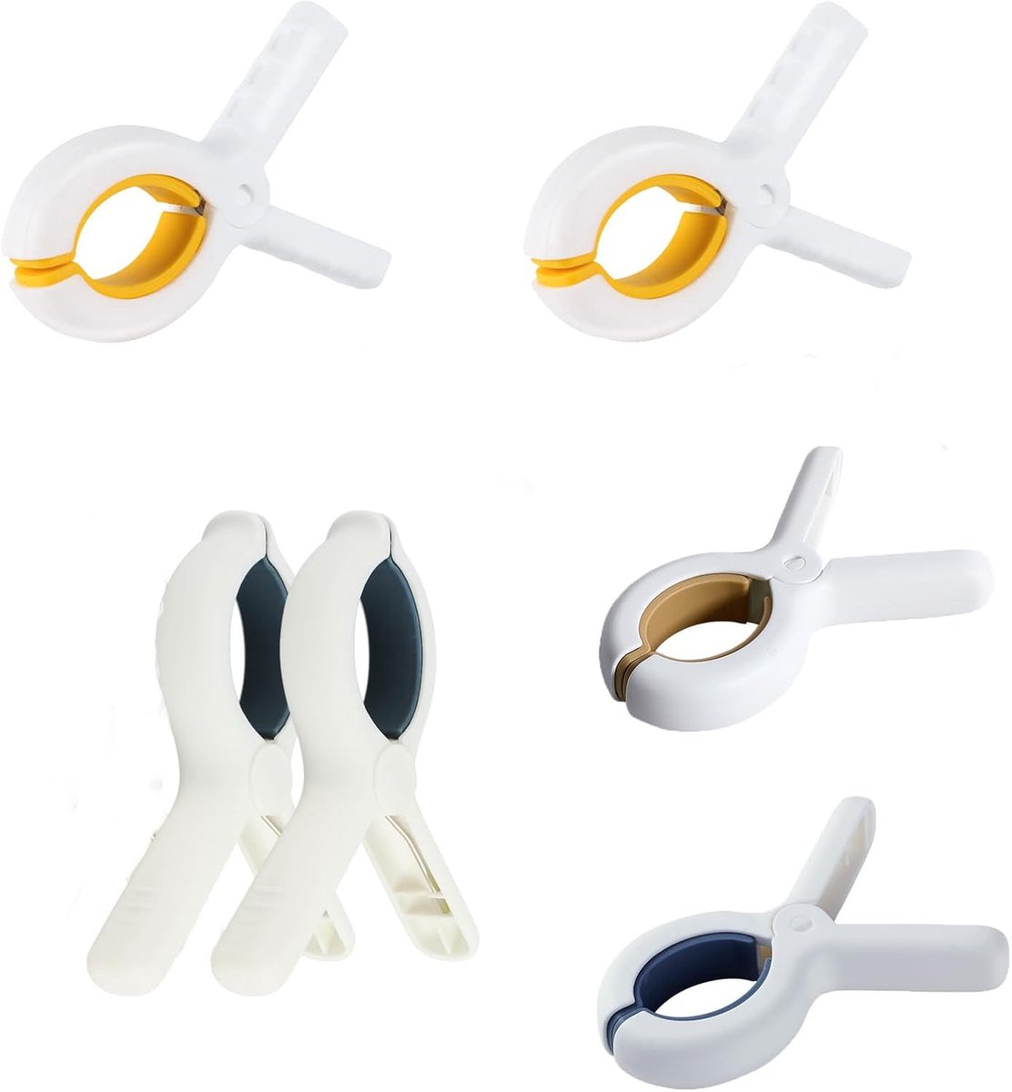 Zalati Handdoekclips 6 stuks kleding grote wasknijpers wasknijpers voor bevestiging strandlaken dekbed deken tapijt - 3 stuks geel en 3 stuks blauw