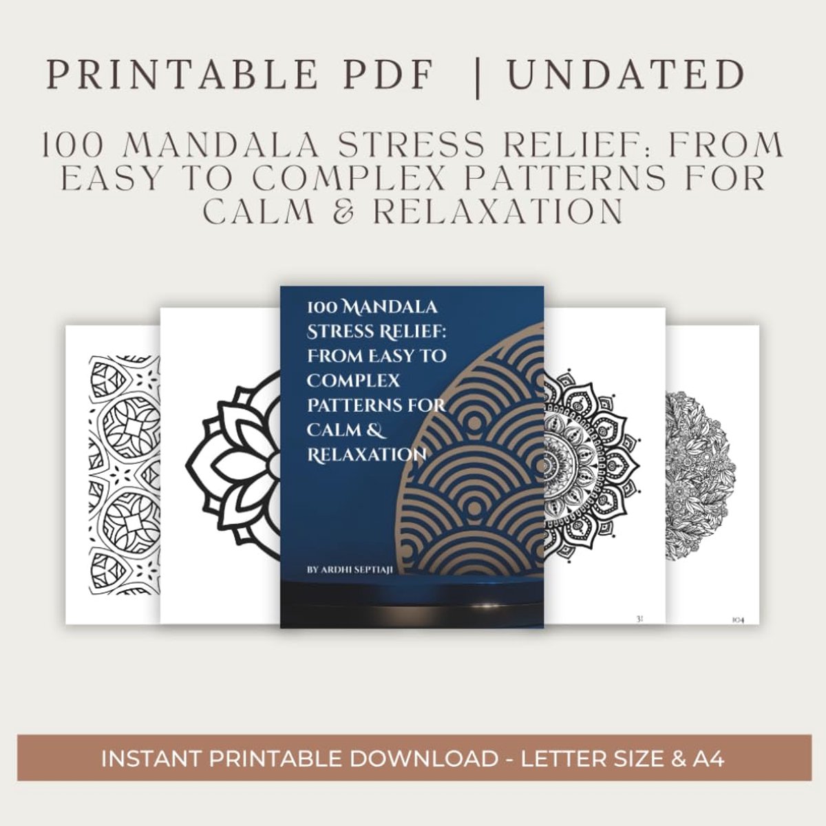 100 Mandala Stress Relief From Easy to Complex Patterns for Calm & Relaxation: Stress Relief Coloring Book for Adults – Easy to Difficult Mandalas