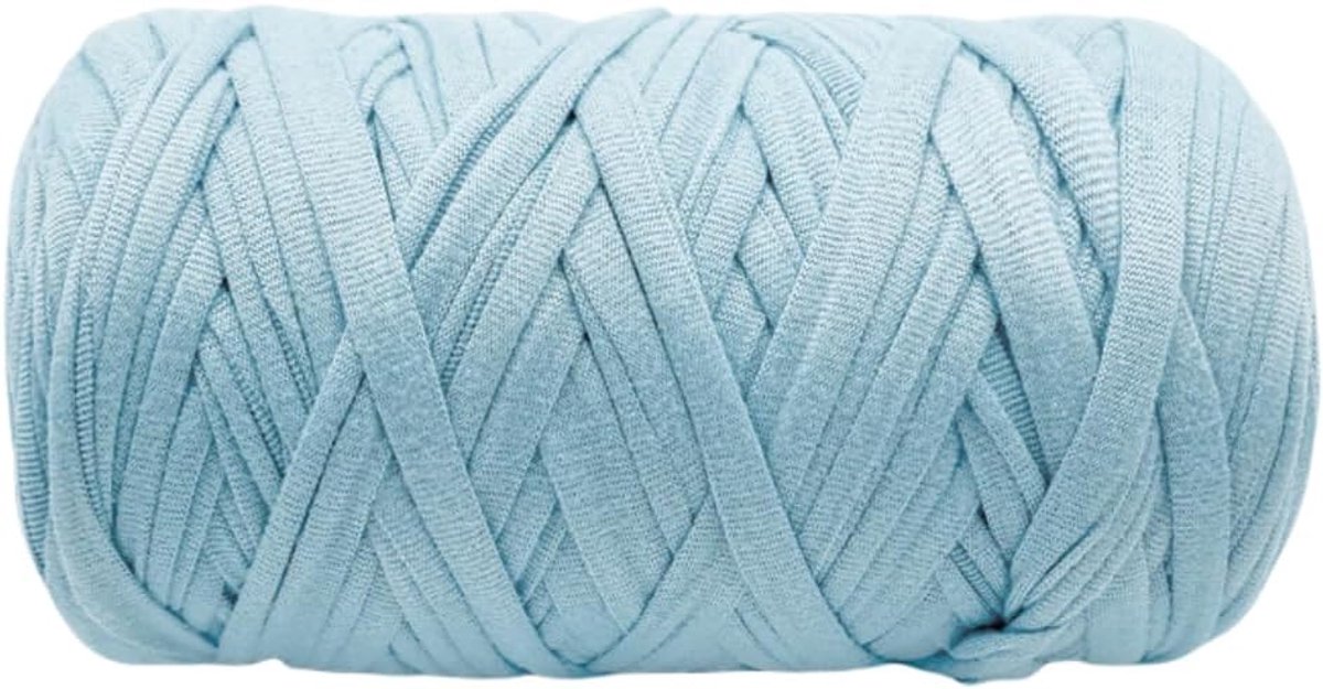 Haakgaren 200 g, garen van zachte, gerecyclede en elastische stof voor breiwerk, tassen, tapijten, decoraties, verschillende kleuren (lichtblauw)