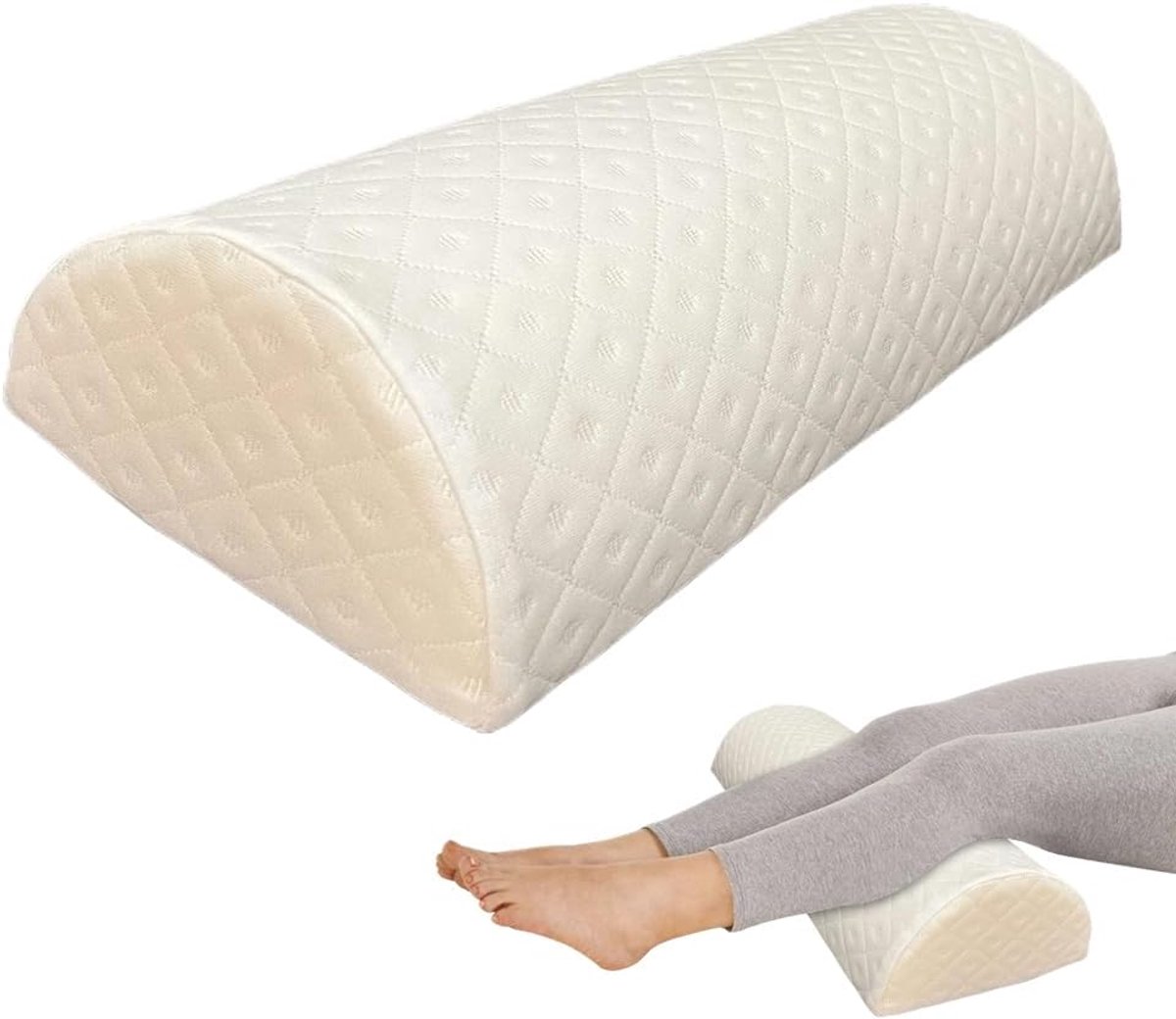 Nekrol, ergonomisch halfrond kussen, lagerrol, halfrond geheugenschuim met wasbare polyesterbekleding, ondersteunt nek, knie, zijslapers, voor onderweg thuis