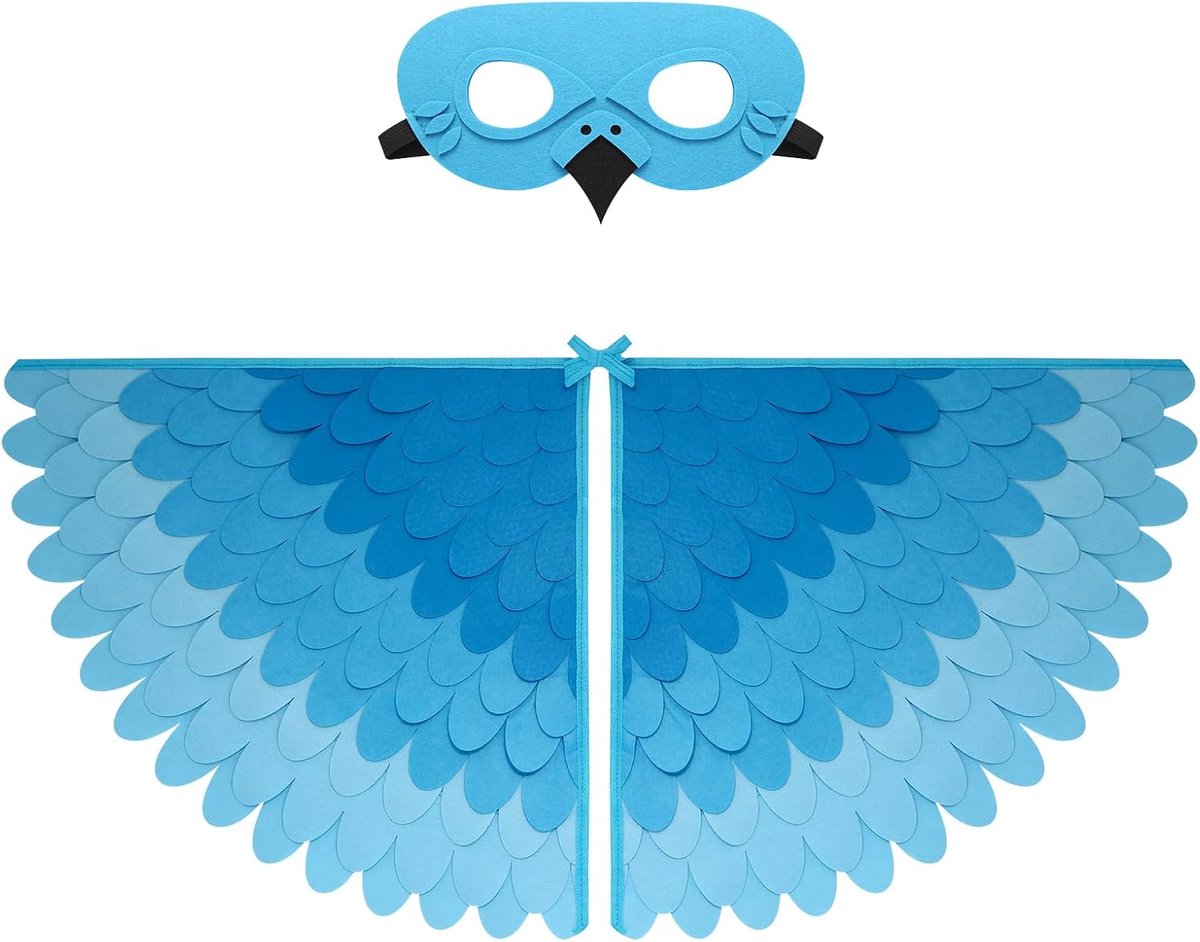2 stuks kinder vogel vleugels kostuum voor leeftijd 3~8 jaar,vogel uil en pauw masker uil aankleden,jongens meisjes vilten oog masker en vleugels set,halloween,stijl 23