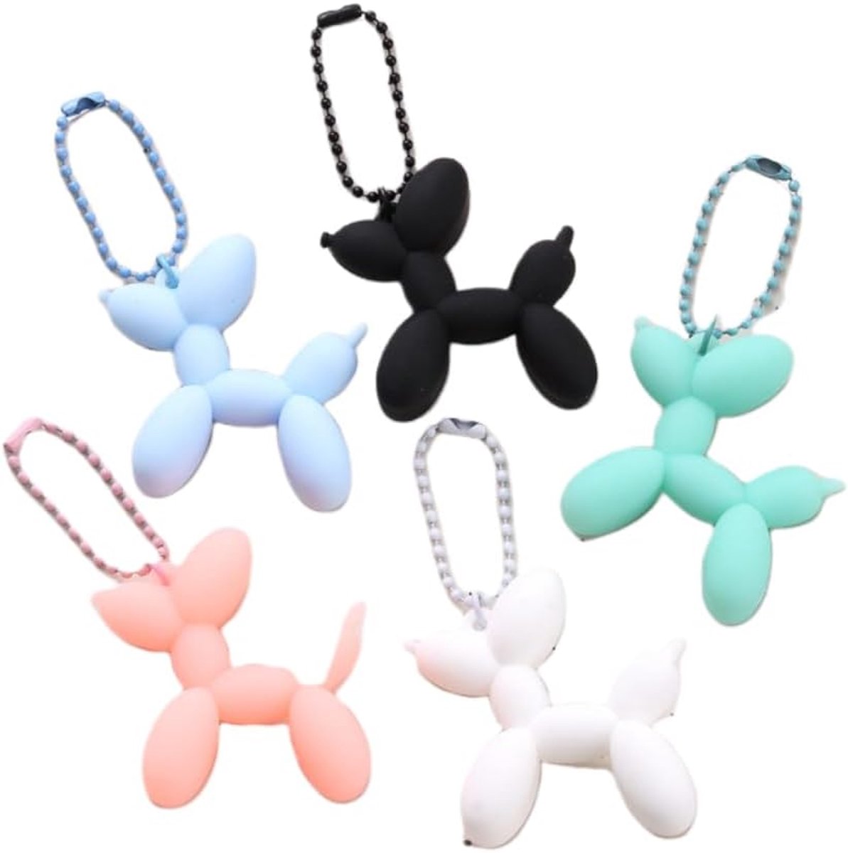 Ballon hond, sleutelhanger met modieuze persoonlijkheid, 5 stuks, hondensleutelhanger, hanger voor dames, meisjes, telefoon, tas, decoratie, cadeau