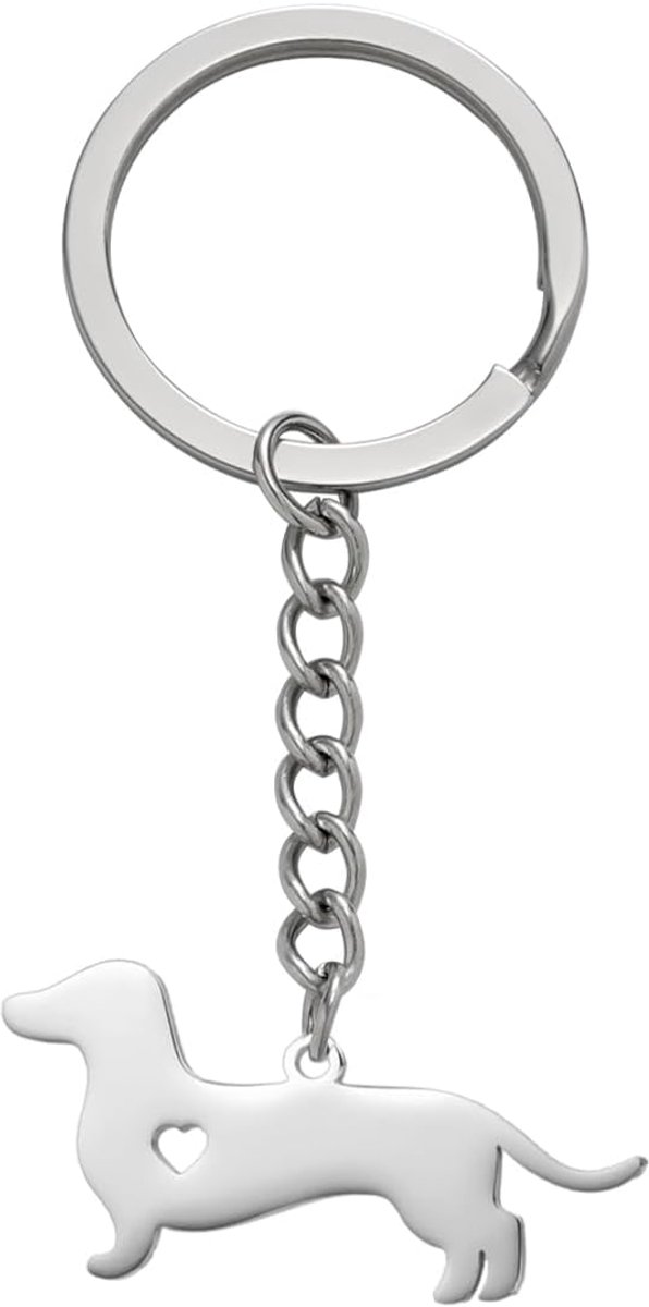 Sleutelhanger teckel schattig hart worst hond hanger roestvrij staal teckel huisdier liefhebbers sieraden voor vrouwen mannen