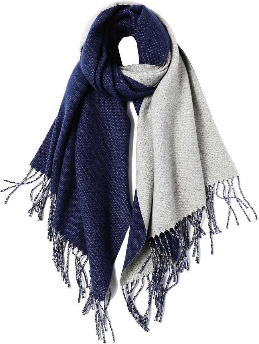 Sjaal voor dames, pashmina, stola, warm, tweekleurig, met kwastjes, franjes, voor dames, avondkleding, bruiloft, feestelijk, XXL, sjaals, herfst, winter, eenkleurig, dekensjaal, herbruikbaar