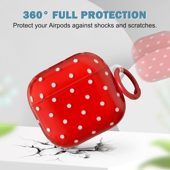 Newseego voor AirPods 4 Clear Case met Reinigingsset, Leuke Polka Dot Esthetics Patroon Case met Sleutelhanger Ring voor Meisjes Vrouwen Zachte TPU Beschermende Shockproof Cover voor Airpods 4e — afbeelding 4