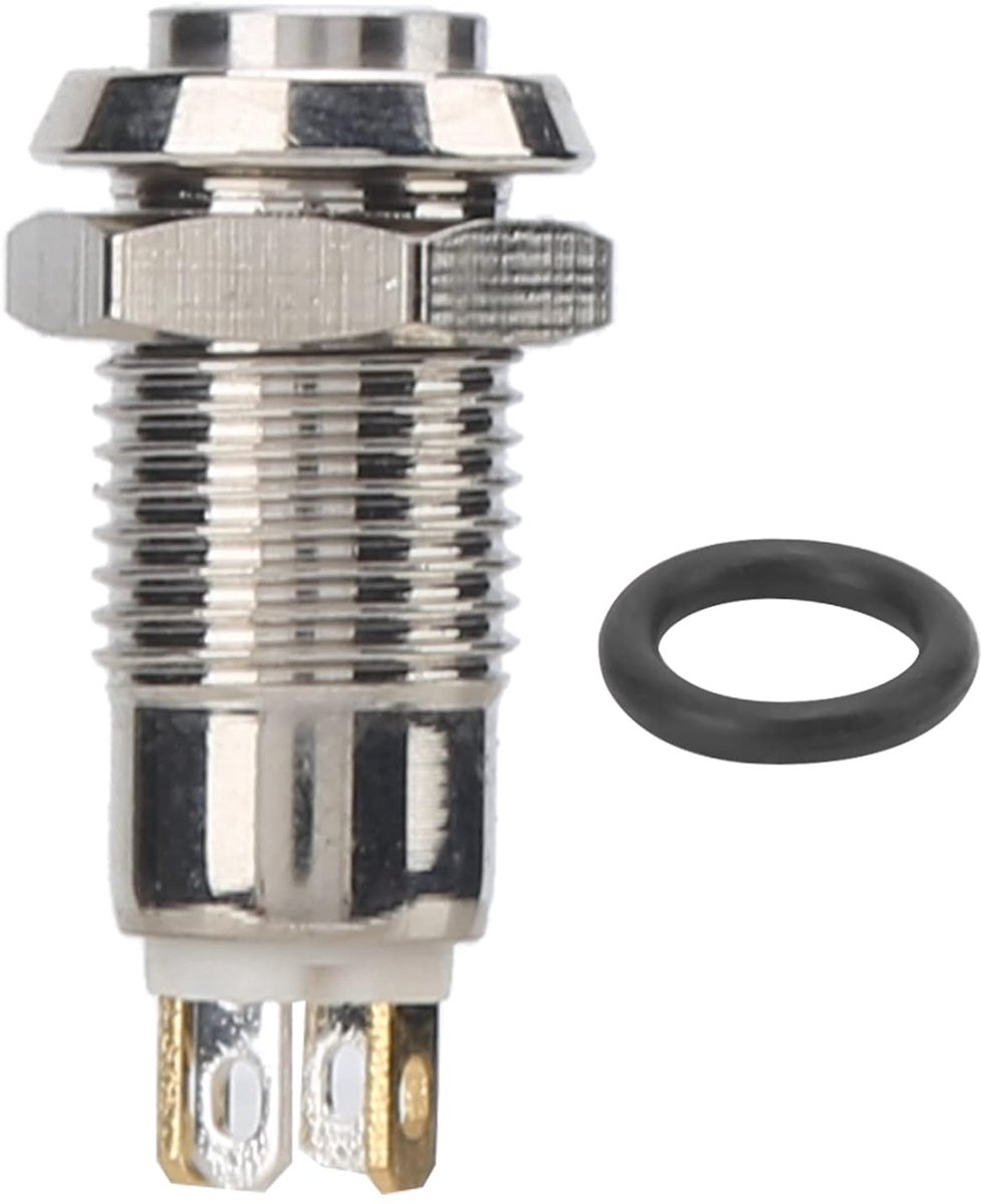 8mm Drukknopschakelaar Roestvrij Staal Waterdicht IP65 Zelfsluitend voor Auto Vrachtwagen Boot 3V 1A