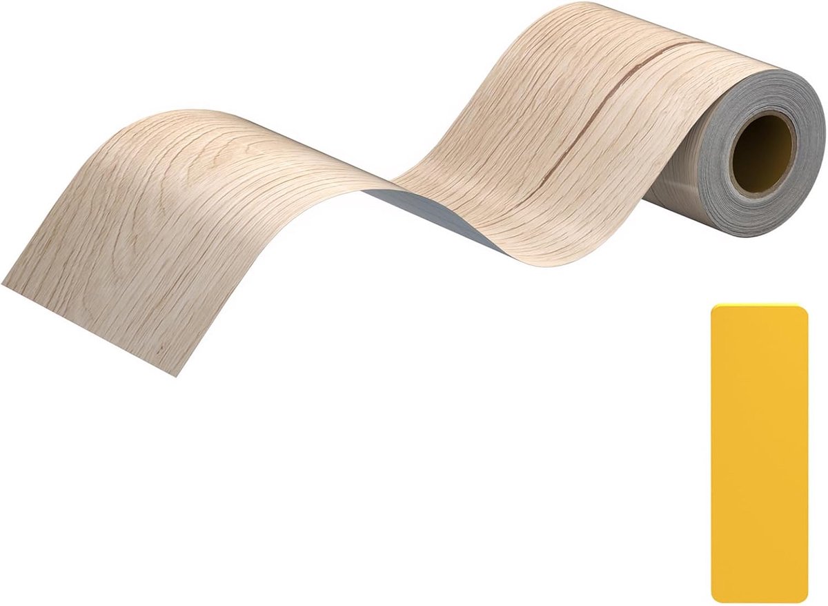 Reparatietape, zelfklevende houtnerfbehangrand, spiegelframe, randsticker, pel-en-plak reparatiepatch voor ramen, deuren, vloeren (witte esdoornkorrel)