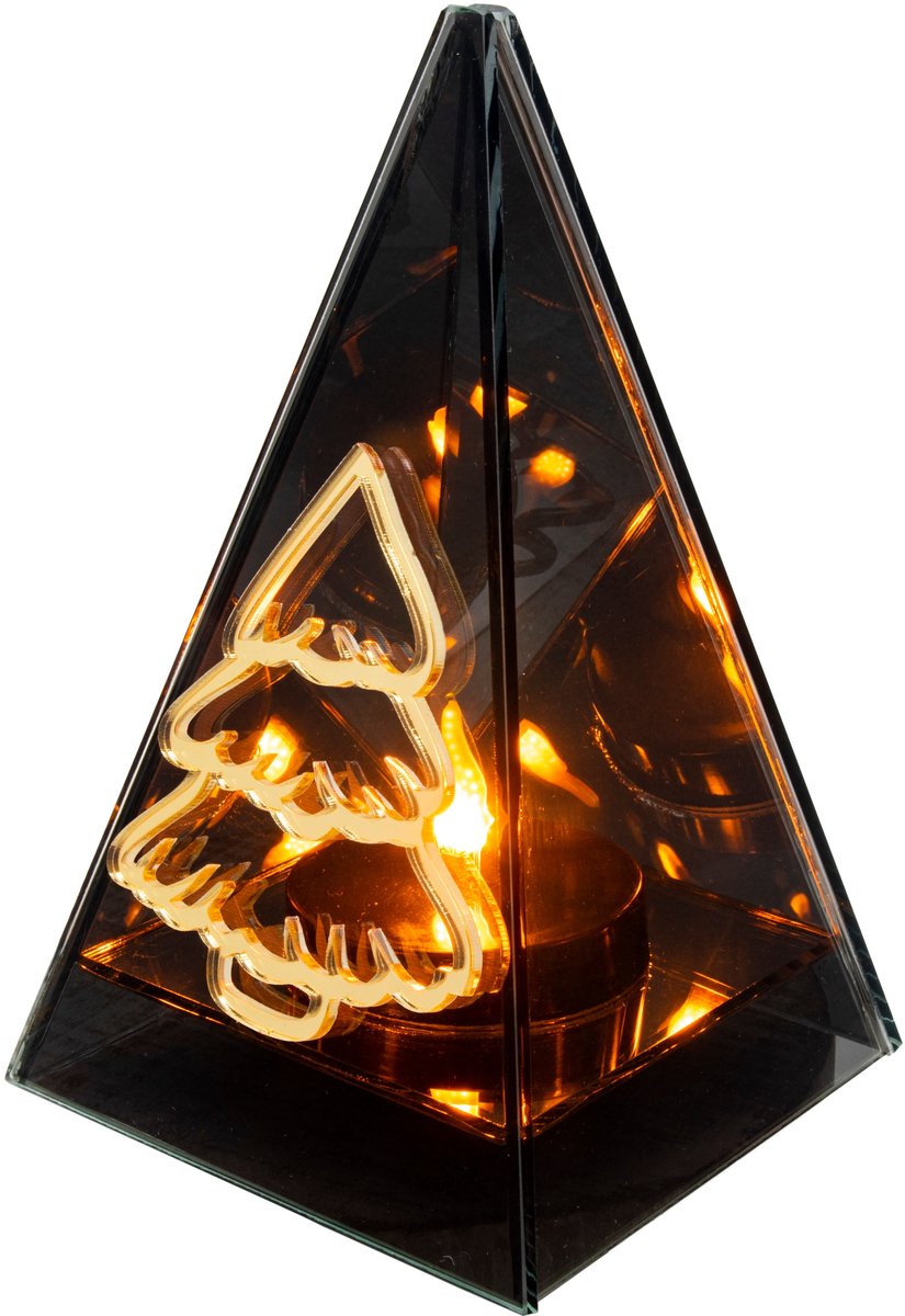 Merkloze LED Graflicht Piramide Gouden Kerstboom Vlam Effect 20cm