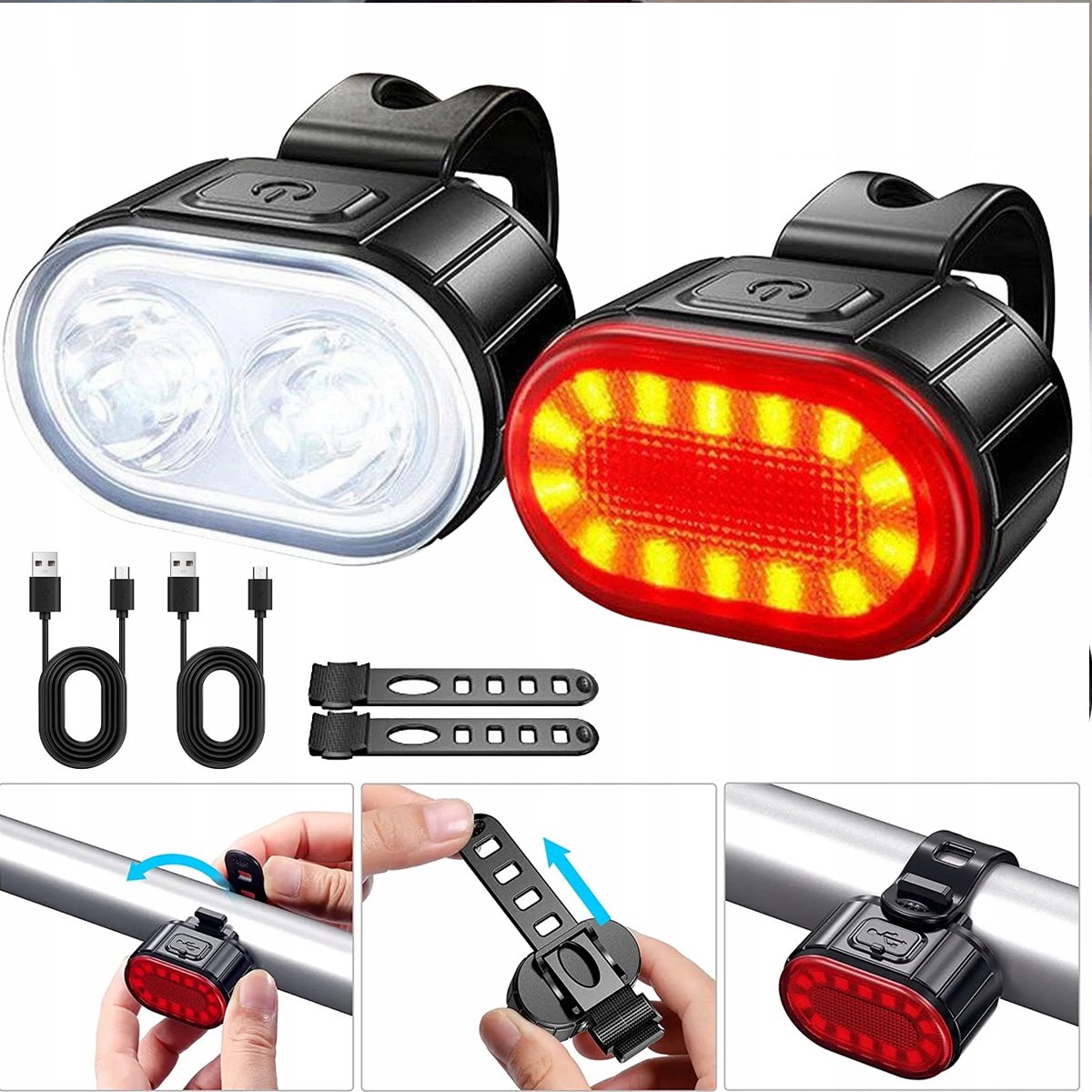 2x Krachtige LED-fietslampenset - USB oplaadbaar
