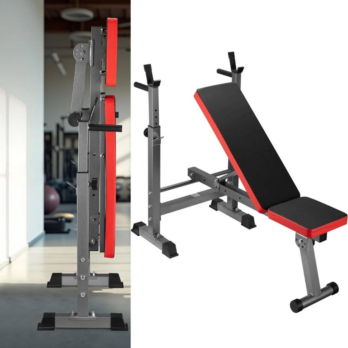 Zavio® Fitnessbank - Halterbank - Trainingsbank - Zwart en Rood