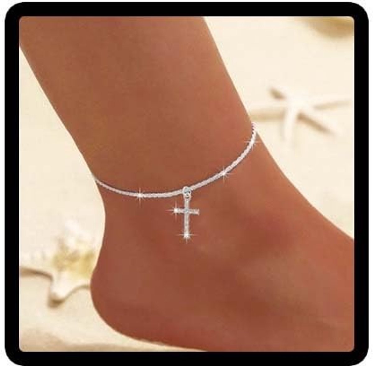 Omgoods - Elegante Anklet met Glitterend Kruzifix en Verstelbare Lengte