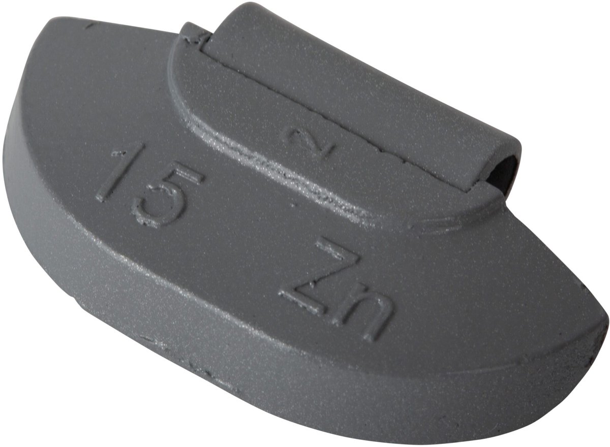 Wielgewicht zink 15 gram – stalen velg, grijs – 100 stuks