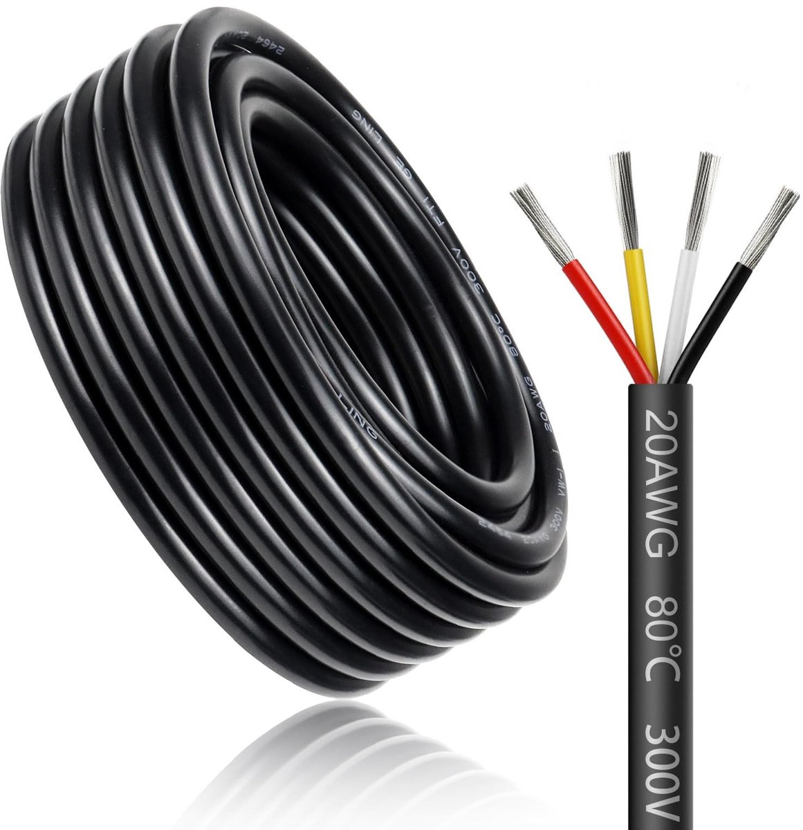 Omgoods - 5m 20AWG 4x0.5mm² Elektrisch Kabel met Hoge Temperatuur Weerstand
