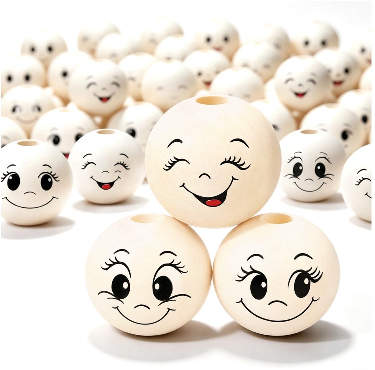 Omgoods - Set van 90 Natuurhouten Ballen voor DIY Knutselprojecten