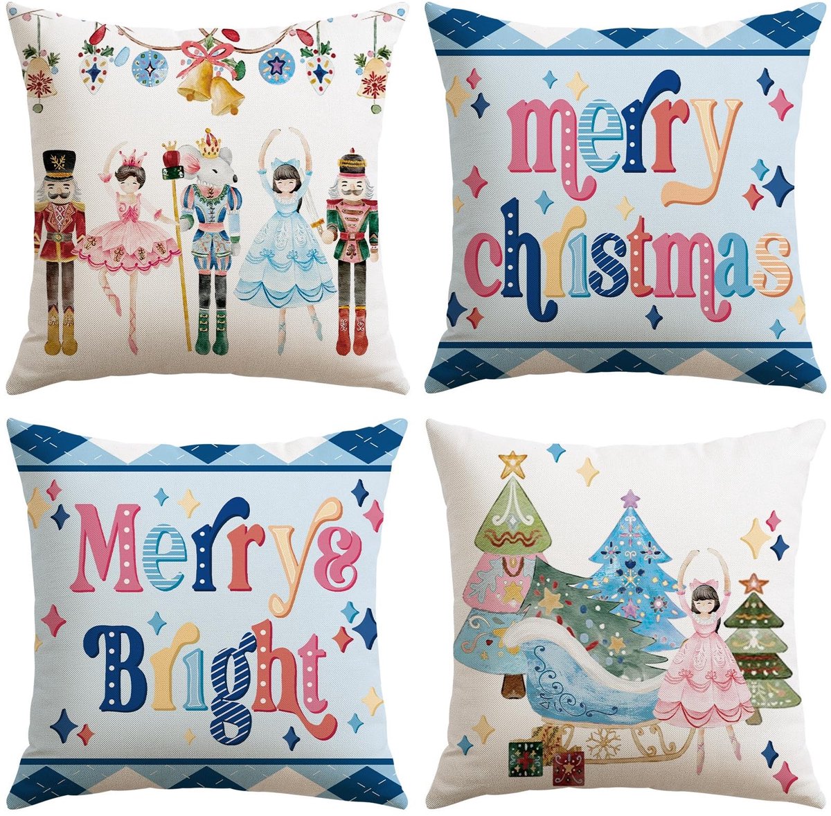 Omgoods - Set van 4 Decoratieve Kussenhoezen voor Woonkamer