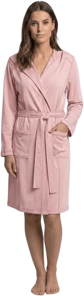 L&j Badjas, uniseks, microvezel, voor dames en heren, zacht en absorberend, met zakken en riem, ideaal voor badkamer, spa, zwembad, roze