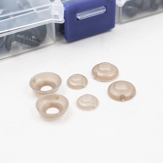 Ogen van kunststof, poppenneusogen met sluitring, voor zacht gehaakt speelgoed, knutselpoppen, verschillende maten (5-14 mm, zwart) — afbeelding 2