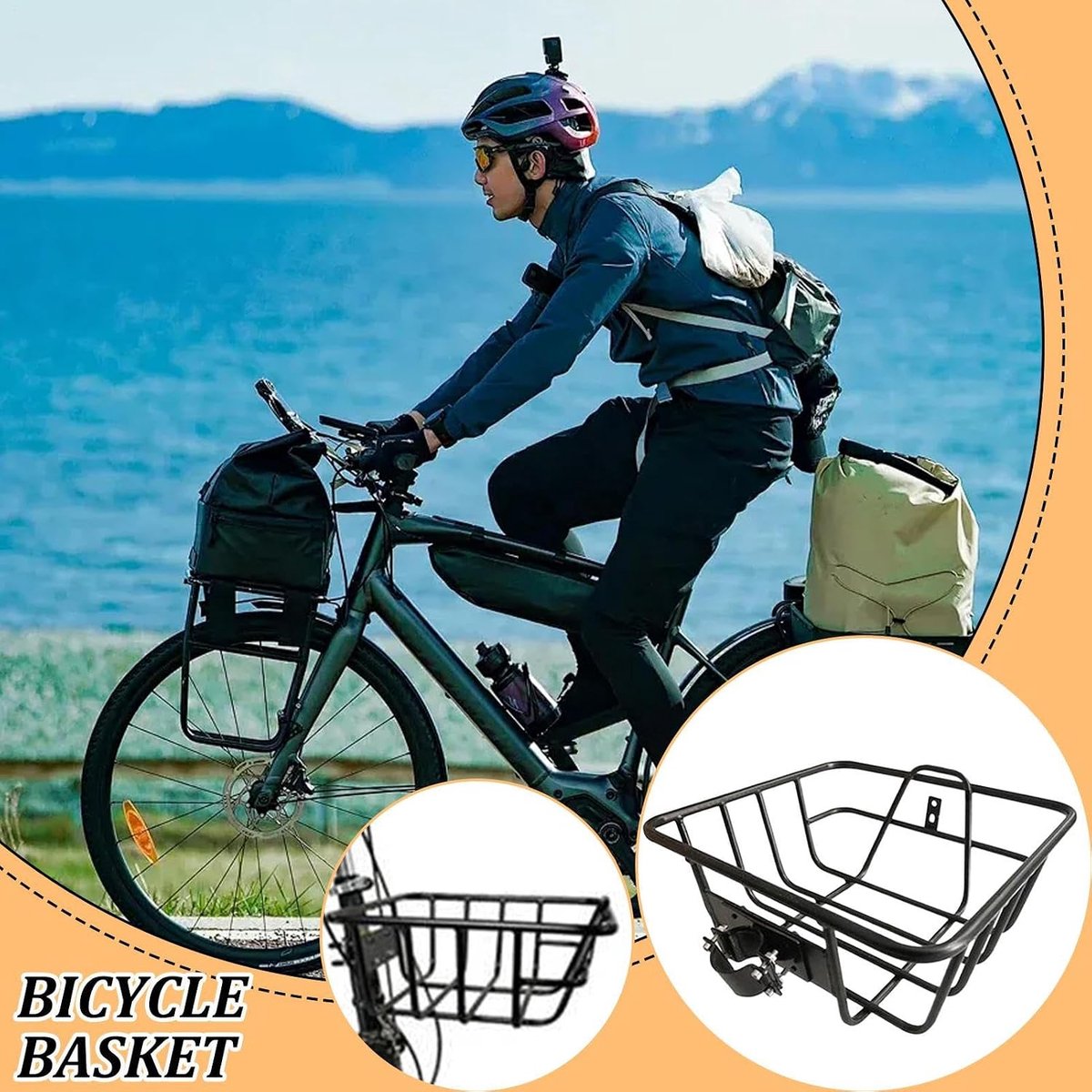 Fietsmand Voor - Fietsmand Voorop - Boodschappen Vervoeren - Versterkte Montage - 32x30x13 cm - Zwart