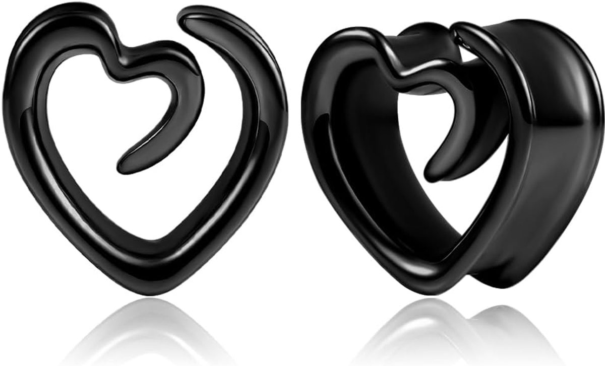 Saddles Flesh Plugs, 1 paar, spiraal, hart, roestvrij staal, voor mannen en vrouwen, oorpiercing, uitgerekte sieraden, 8 tot 16 mm