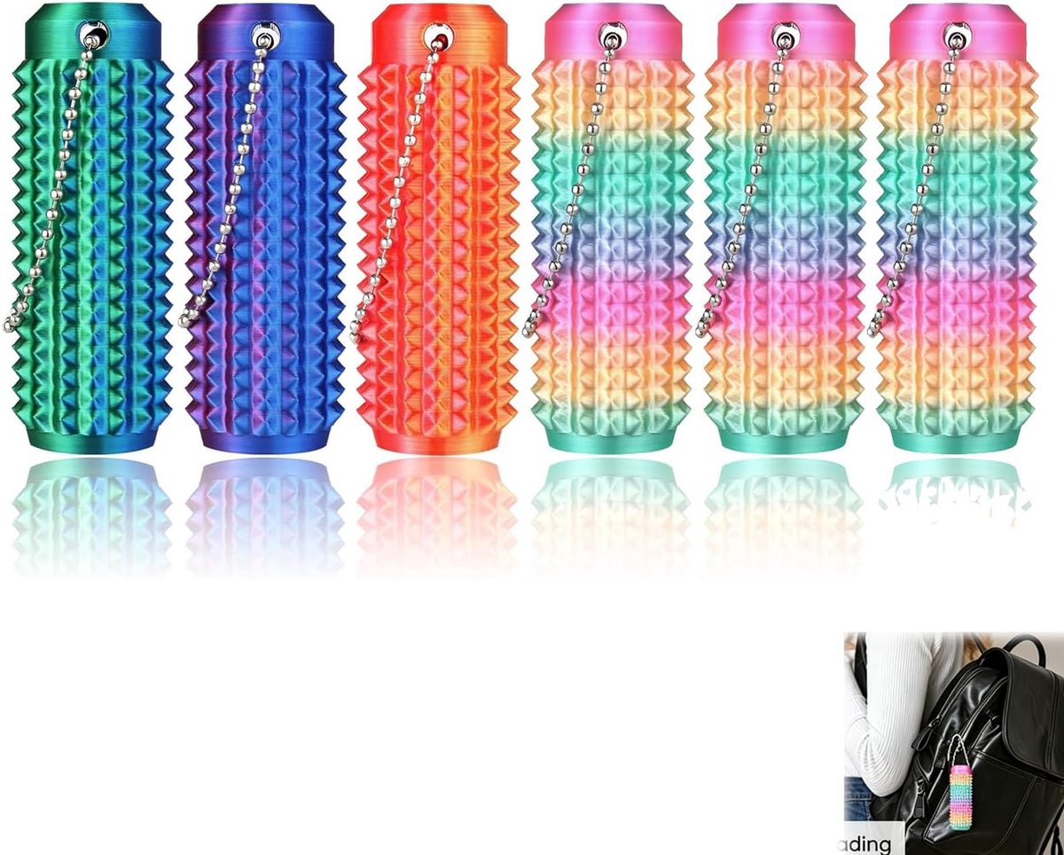 Ouchies 6 stuks brood fidget voor volwassenen, sleutelhanger, tactiele stimulerende sleutelhanger, anti-stress, sensorisch accessoire voor concentratie, verschillende kleuren