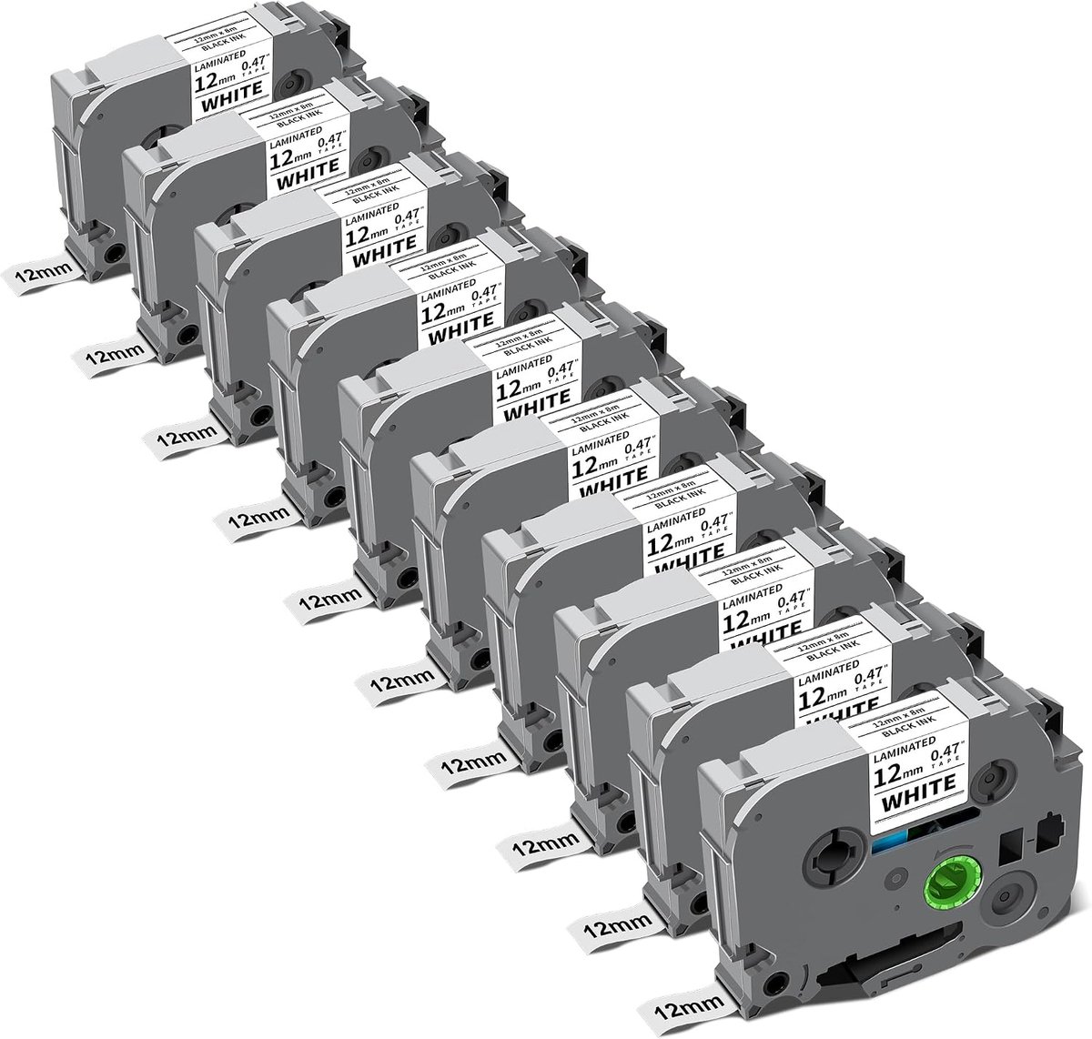 Compatibel met TZe-231 Tz Tape 12 mm 0,47 gelamineerd wit Compatibel met Brother P-touch-labelband 12 mm 10-pack